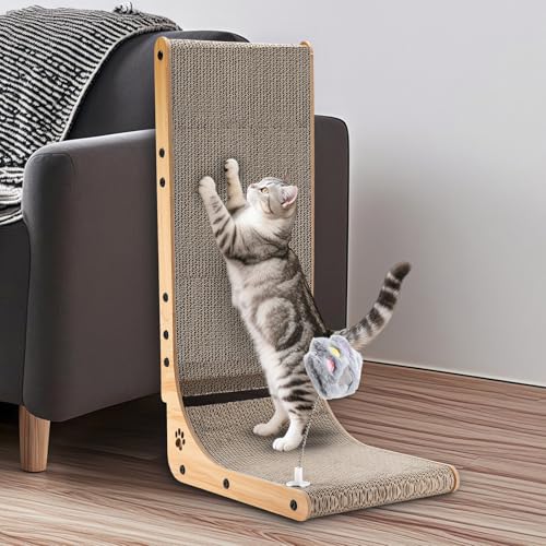 Zikenis Kratzbrett Katzen,L-förmiger Katzenkratzbaum mit Katzenspielzeug,Süße Kratzbretter Katzen,Hohe 68cm L förmige Kratzbrett Katze mit Ball,für Wand,Sofaschutz und Ecke Zikenis Kratzbrett Katzen,L-förmiger Katzenkratzbaum mit Katzenspielzeug,Süße Kratzbretter Katzen,Hohe 68cm L förmige Kratzbrett Katze mit Ball,für Wand,Sofaschutz und Ecke von Zikenis