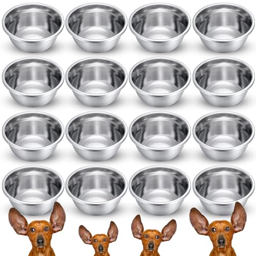 Ziliny Hundenäpfe aus Metall, 8 Tassen, Edelstahl, verdickt, Reisehütte, Futter- und Wassernapf für mittelgroße und große Hunde und Katzen, 1,8 l, spülmaschinenfest, 16 Stück von Ziliny