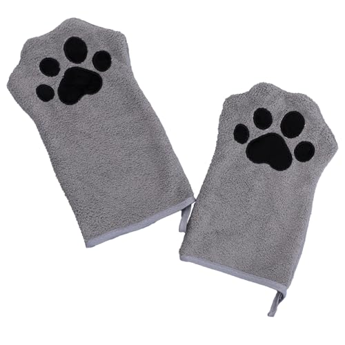 2 Stück Hundehandtuch, Katzen Reinigung Handschuhe, Haustier Fellpflege Handschuhe, Haustiere Saugfähiges Reinigungstuch, Korallen-Fleece, Hunde Handtuch Für Katzen, Hunde Oder Andere Haustiere (Grau) von Zillary