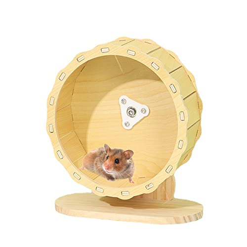 Hamsterrad, Hamster Übungsrad, Kleintierspielzeug Laufrad, Silent Hamster Wheel, Holz Laufrad Hamster, für Chinchilla, Igel, Rennmäuse und andere Kleintiere, mit Verstellbare Basis (15cm) von Zillary