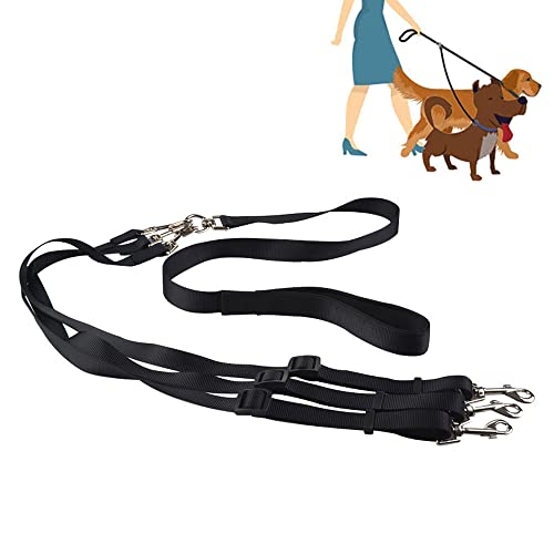 Haustier Hund Führen Leine Kette, 3-in-1 Hundeleine, Hundeleine Nylon, Hundeleine, Anti-Zieh Haustier Hund Führen Leine Kette, Verstellbar, für Mittlere, Kleine Hunde, Mehrere Haustiere, Schwarz von Zillary