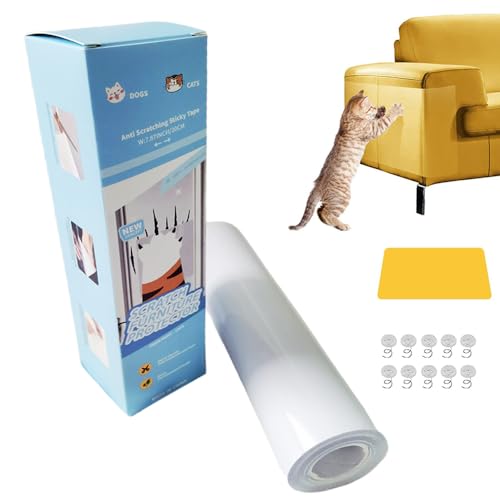 Kratzschutz Katze Tape, 20CM*5M, Katze Kratzschutz Sofa, Anti Kratz Möbelschutz, Kratzschutz Sofa Katze Pad, Katze Kratzschutzfolie, Anti Kratz Folie für Katzen, für MöBeln, Sofas, TüRen und Wänden von Zillary