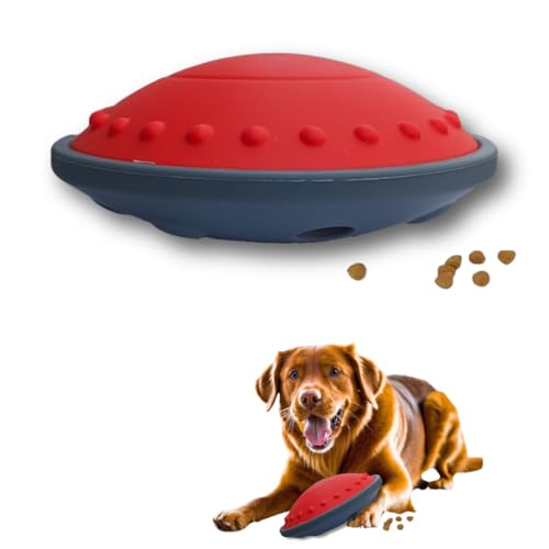 Zilly Interaktives Frisbee-Spielzeug für Hunde, Silikon, Futterspender, Leckpad für kleine und mittelgroße Hunde, fliegende Scheibe, Hundespielzeug (Rot und Grau, Leckerli-Frisbee) von Zilly
