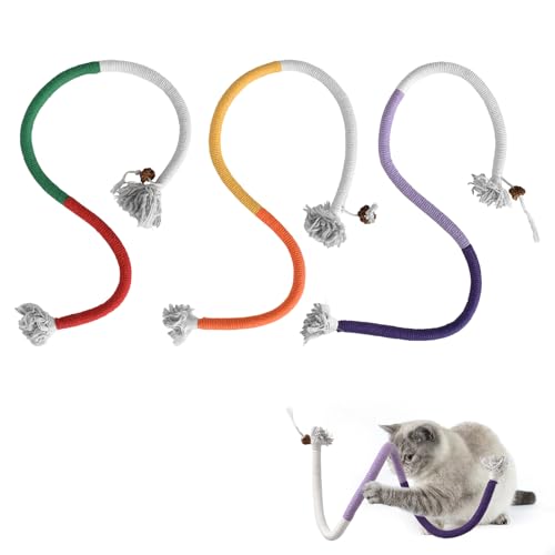 Zimoer 3 Stück Katzenminze Spielzeug 60cm, Katzenbeißseil, Katzen Kauspielzeug, interaktives Katzenspielzeug für für Katzen Zahnpflege und Gegen Mundgeruch von Zimoer