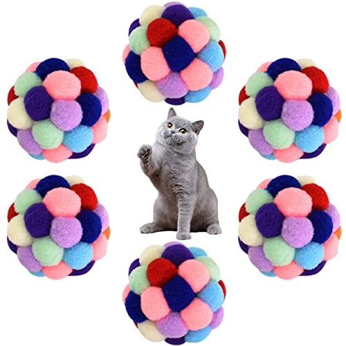 Zimoer 6 Katzenspielzeug Ball, Spielball Katze Soft, Katzenbälle,Katzen Ball, Filzbälle Katze, Filzbälle Bunt,katzenspielzeug Bälle Set-Durchmesser: 4,5 cm von Zimoer