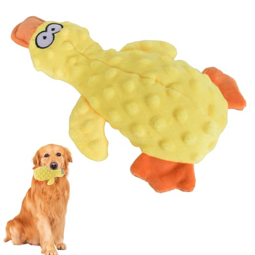 Zimoer Ente Hundespielzeug Plüsch Mit Quietscher, Unzerstörbar Mit Geräusch, Für Aggressive Kauer, Kleine, Mittelgroße Und Große Rassen (Gelb) von Zimoer