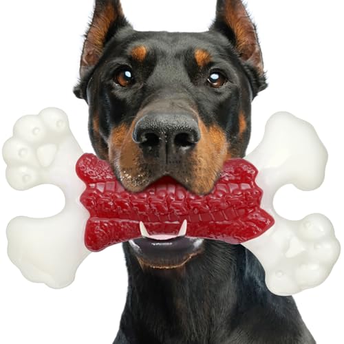 Zinbo Hundespielzeug für aggressive Kauer, Hundespielzeug für große Hunde, unzerstörbare Hundeknochen für aggressive Kauer, robustes und langlebiges Kauspielzeug, echter Speck- und Rindgeschmack, Rot Zinbo Hundespielzeug für aggressive Kauer, Hundespielzeug für große Hunde, unzerstörbare Hundeknochen für aggressive Kauer, robustes und langlebiges Kauspielzeug, echter Speck- und Rindgeschmack, Rot von Zinbo