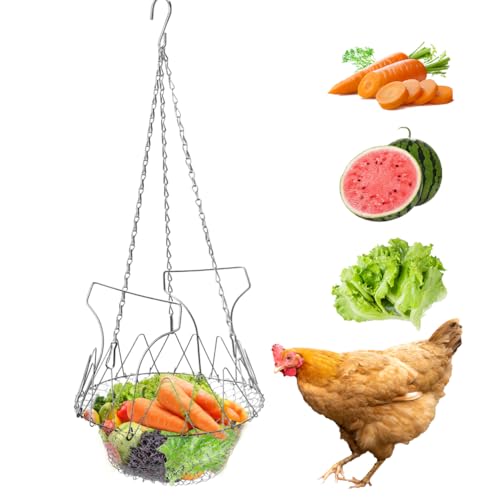 Hähnchen Futterautomat, Fütterungs Netzbeutel, Hühner Gemüse Hängende Futterautomat, Faltbar Feeder Huhn Geflügel Obsthalter, mit 4 Ketten, Geflügel Obsthalter für Geflügel, Enten & Gänse, 16,5 Zoll Hähnchen Futterautomat, Fütterungs Netzbeutel, Hühner Gemüse Hängende Futterautomat, Faltbar Feeder Huhn Geflügel Obsthalter, mit 4 Ketten, Geflügel Obsthalter für Geflügel, Enten & Gänse, 16,5 Zoll von Zinueen
