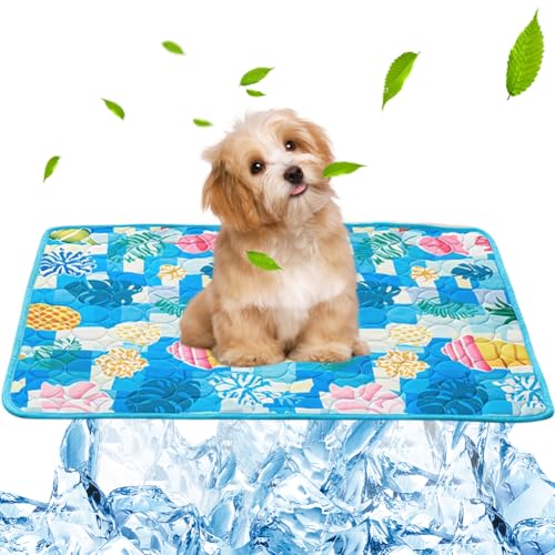 Hundematte Kühlmatte für Hunde & Katzen – Selbstkühlendes Hundebett, Kühldecke & rutschfeste Kühlmatte für Zuhause, Auto | Dog Cooling Mat für Schlafplätze & Möbel (100 * 70CM) von Zinueen