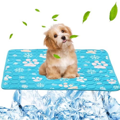 Hundematte Kühlmatte für Hunde & Katzen – Selbstkühlendes Hundebett, Kühldecke & rutschfeste Kühlmatte für Zuhause, Auto | Dog Cooling Mat für Schlafplätze & Möbel (100 * 70CM) von Zinueen