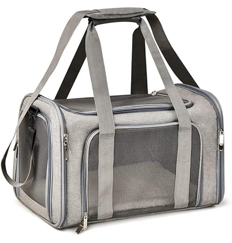 Reisetasche für Haustiere,Pet Carriers Hundetasche,Tragetasche für Groß Katze Hund Transporttasche Katzentransportbox,Atmungsaktives Netz Faltbare Hundetransportbox,Kann 3-8 kg (L,Grey) von Zipits