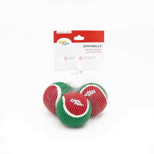 Zippy Paws ZP467 Holiday Zippy Ballz 3-Pack Hundespielzeug, 300 g von Zippy Paws