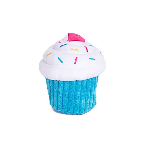 ZippyPaws Hundespielzeug Cupcake, Plüsch, mit Zwei Quietschelementen, blau von ZippyPaws