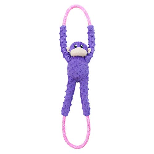 ZippyPaws - Monkey RopeTugz Hundespielzeug mit Quietsch- und Plüschseil, Violett von ZippyPaws