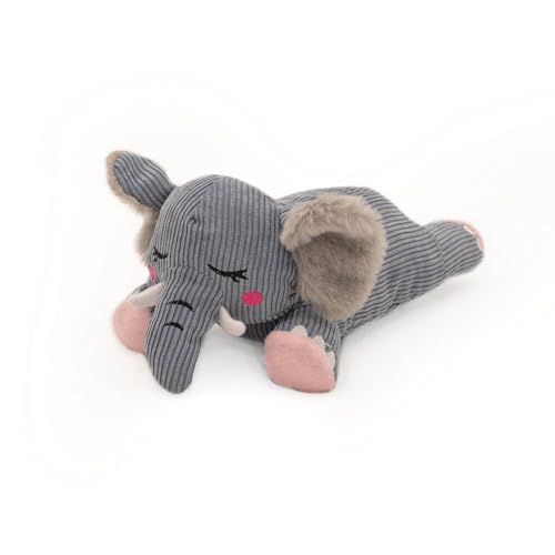 ZippyPaws Snooziez mit Shhhqueaker – Elefant – Weiches, Quietschspielzeug für Hunde – Beruhigendes Spielzeug mit Shhhqueaker für sanften Spielspaß, 24 Stück pro Karton von ZippyPaws