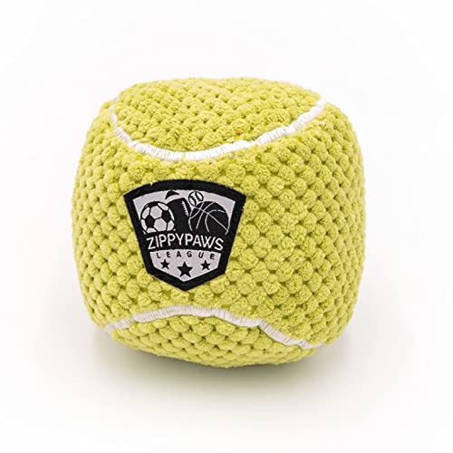 ZippyPaws SportsBallz – Plüsch-Tennisball Hundespielzeug, weiche Quietschbälle für Hunde, drinnen und draußen, Welpenspielzeug für kleine, mittelgroße und große Hunde, gefüllte Plüschspielbälle für von ZippyPaws