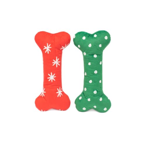ZippyPaws Plüschknochen mit Weihnachtsmotiven, weich, quietschend, groß, 2 Stück von ZippyPaws
