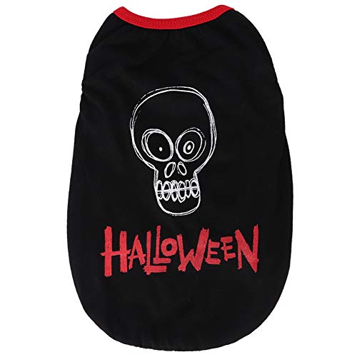 Haustier-Schädelweste, schwarzes Polyester, Totenkopf-Druck, cooles Kostüm, Haustier, Halloween, lustige Weste, Kleidung für Hunde und Katzen (XL) von Zisemeil