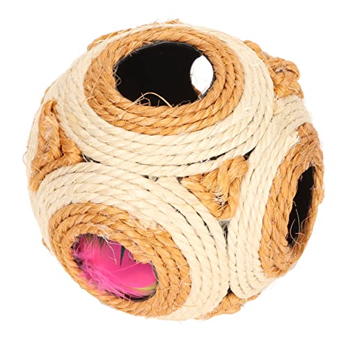 Kratzball aus Sisal für Katzen, lebendige Farben, interaktive Schleifarbeit, Spielzeugball für Katzen, kratzfest, mit farbiger Feder von Zisemeil