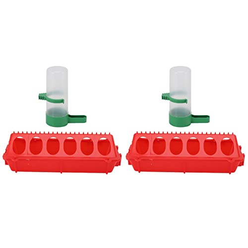 Zisemeil 2 Sets Flip Top Küken Vogel Tränke PP Hühnertränke Automatischer Futterspender mit Spritzschutz Abdeckung Geflügelausrüstung (L Tränke 140 ml) von Zisemeil