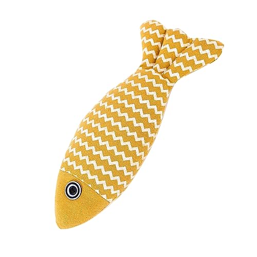 Zisemeil Katzenspielzeug Kauspielzeug Fischform Simulation Langeweile Linderung Interaktives Haustier Katzenminze Fisch Kauspielzeug für Kätzchen (Gelb) von Zisemeil