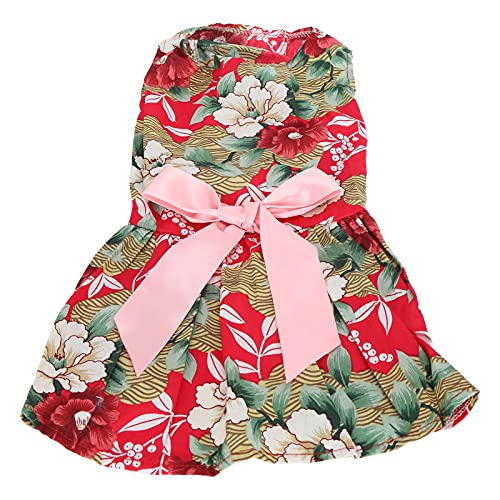 Zisemeil Linda Sommerkleidung für Haustiere, Rockkleider ohne Polyester-Ärmel für Mädchen und Hunde, mit Rücken auf der Rückseite (XZD300 Rot, L) von Zisemeil