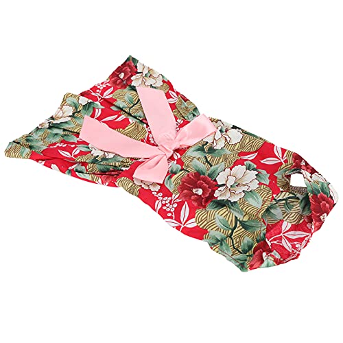 Zisemeil Linda Sommerkleidung für Haustiere, Rockkleider ohne Polyester-Ärmel für Mädchen und Hunde, mit Rücken auf der Rückseite (XZD300 Rot, S) von Zisemeil