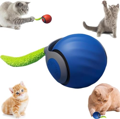 Ziswin Katzenspielzeug Elektrisch, Interaktives Katzenspielzeug,360° Rolling Smart Ball, Katzenball, Elektrisches Automatisches Rollender Ball (Blau) von Ziswin