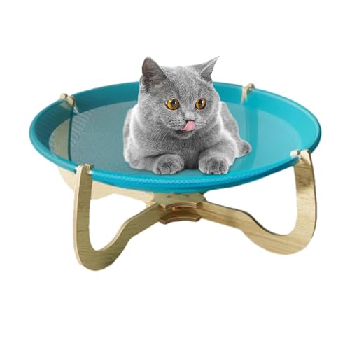 Hängematten-Katzenbett | Bequemes, atmungsaktives Netz, erhöhtes Katzenbett mit tiefem Taschendesign, Haustierbedarf, Stabiler Holzsockel, freistehender Katzenschlafkorb für drinnen und draußen Hängematten-Katzenbett | Bequemes, atmungsaktives Netz, erhöhtes Katzenbett mit tiefem Taschendesign, Haustierbedarf, Stabiler Holzsockel, freistehender Katzenschlafkorb für drinnen und draußen von Ziurmut