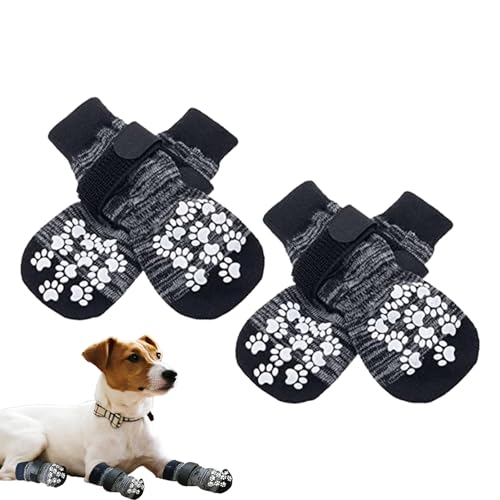 Hunde-Grip-Socken - Samtfutter, rutschfeste Hundeschuhe, weich,Outdoor-Haustiersocken aus Baumwolle mit Gummisohle, maschinenwaschbar für Welpen Ziurmut von Ziurmut