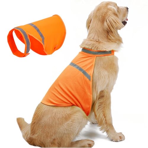 Reflektierende Hundeweste, reflektierender Hundemantel, verstellbare orangefarbene Hundeweste reflektierende Warnweste für Hunde Warnweste für Hunde mit verstellbaren Trägern fluoreszierende Warnweste von Ziurmut