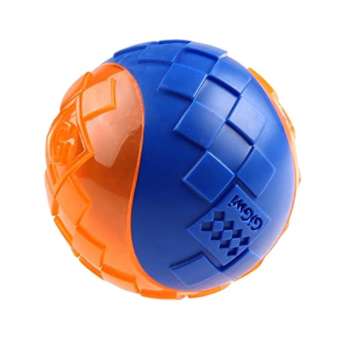 Ziurmut Haustier-Ball-Spielzeug, niedliches und buntes Gummi-Bounce-Hundeball-Spielzeug mit eingebautem Schallgeber, interaktives Kau-Beißring-Spielzeug für Haustiere für drinnen und draußen von Ziurmut