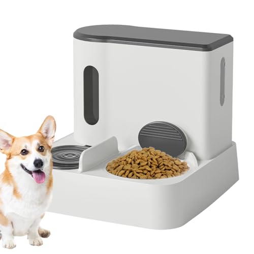 Ziurmut Hundenapf-Set - Automatischer Futter- und Wasserspender für Hunde und Katzen - 1000 ml automatischer Katzenfutterspender für Trockenfutter, Katzenfutterspender mit Doppelnäpfen, von Ziurmut