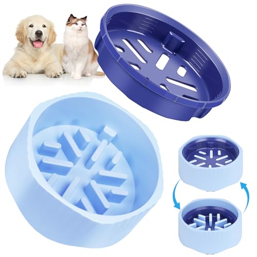 Zivacate 2-in-1 Antischlingnapf für Hunde mit Dreh-Einsatz – Futternapf gegen Schlingen & Blähungen – rutschfest & Spülmaschinenfest – Für Hunde & Katzen – Blau von Zivacate