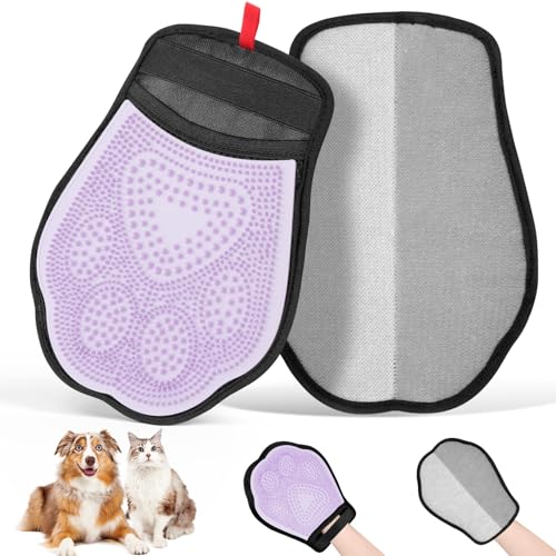 Zivacate Verbesserter 2-in-1 Tierhaarentferner Handschuh, Wiederverwendbarer Elektrostatischer Tierhaarentferner, Doppelseitiger Haarentfernungshandschuh für Haustiere, Kleidung, Sofa - 1 Stück von Zivacate