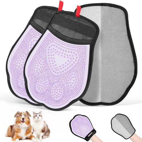 Zivacate Verbesserter 2-in-1 Tierhaarentferner Handschuh, Wiederverwendbarer Elektrostatischer Tierhaarentferner, Doppelseitiger Haarentfernungshandschuh für Haustiere, Kleidung, Sofa - 2 Stück von Zivacate