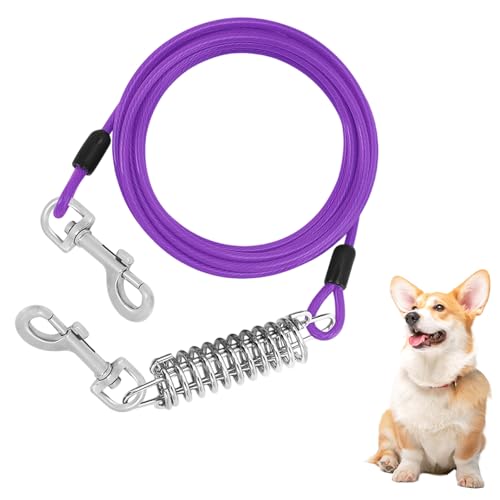 Ziyonix Tie-Out Leinen für Hunde, 3m Kausichere Hundeleinen, Hofleine mit Stoßdämpfender für Mittlere und Große Hunde, Hund Tie Out Cables für Camping Park Freien Laufen Ziyonix Tie-Out Leinen für Hunde, 3m Kausichere Hundeleinen, Hofleine mit Stoßdämpfender für Mittlere und Große Hunde, Hund Tie Out Cables für Camping Park Freien Laufen von Ziyonix