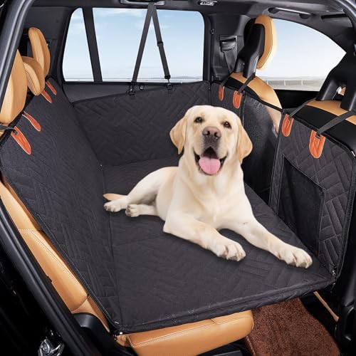 Zjyufy Hundedecke Auto Rückbank mit Harter Unterseite, Rückbank- Verlängerung für Hunde, rutschfeste Hundehängematte, Faltbarer Autositzschutz mit Netzfenster und Tasche für Autos, Trucks und SUV von Zjyufy