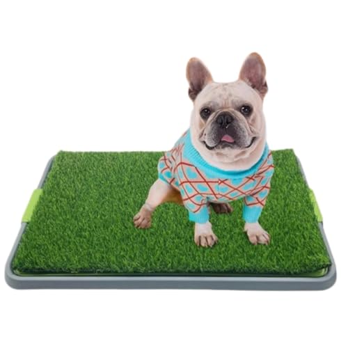 Zjyufy Hundegras-Pad mit Tablett, Hundetoilette mit Kunstrasen, tragbare Welpentoiletten-Trainingsmatte für drinnen und draußen, wiederverwendbares künstliches Uringras für Hunde zum Pinkeln auf von Zjyufy