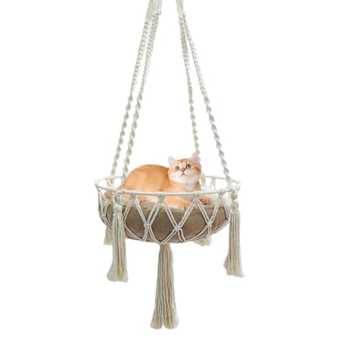 Zjyufy Katzenhängematte, Katzenhängematte Bett, Katzenfensterbett, Katzenbett, Hängematte für Katze, Stricken Hängende Katzennester Haustier-Schaukel Haustierbett von Zjyufy