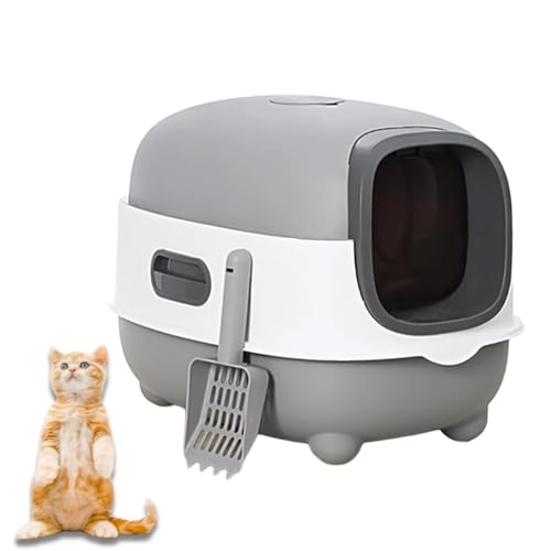 Zjyufy Katzentoilette mit Deckel, Katzentoilette, Katzentoilette mit UV-Funktion, Anti-Spritzer Katzentoilette mit Schaufel, Einfacher Zugang zur Reinigung, Große Katzentoilette Katzen von Zjyufy