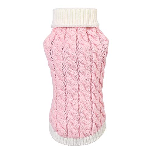 Zjyufy Kleiner Hundepullover für den Winter, warm, gestrickt, Mops, Rollkragen-Sweatshirt, Mantel, Kleidung für Welpen, Hunde, Größe XL von Zjyufy