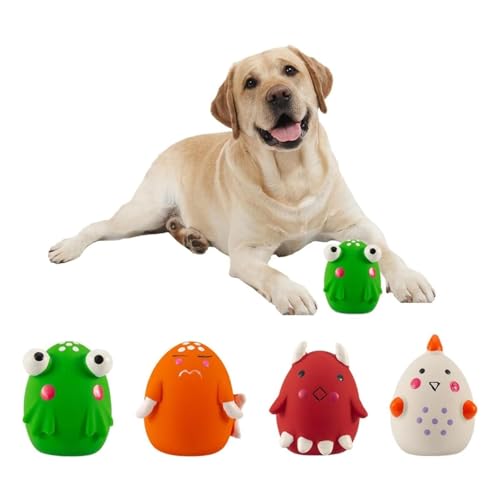 Zjyufy Quietschendes Hundespielzeug, Latex-Hundespielzeug, interaktives Kauspielzeug für Training, Zahnreinigung, Kaubälle für Welpen, große und mittelgroße Hunde, 4 Stück von Zjyufy