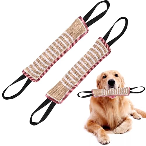 Zkaoai 2 Stück Beisswurst für Hunde, Jute Beisswurst mit 2 Griff, 30 cm, Tauziehen und Zerrspiele mit Hund, Interaktives Spiel Robustes Hundespielzeug zum Hunde Training von Zkaoai