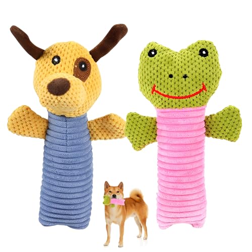 Zliger Hundespielzeug, 2 pcs Welpenspielzeug, Hundespielzeug Unzerstörbar, Plüsch Kauspielzeug, Baumwollseil interaktives Spielzeug für Welpen, kleine, mittlere Hunde (Gelb + Blau) von Zliger