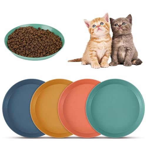 Katzennäpfe, 4-teiliges Kunststoff-Katzenfutternapf-Set, 4 bunte, niedliche Katzen-Futternäpfe, kleine, flache Katzennäpfe, niedliche Haustier-Schüssel für Katzen und kleine Tiere Katzennäpfe, 4-teiliges Kunststoff-Katzenfutternapf-Set, 4 bunte, niedliche Katzen-Futternäpfe, kleine, flache Katzennäpfe, niedliche Haustier-Schüssel für Katzen und kleine Tiere von ZmdecQna