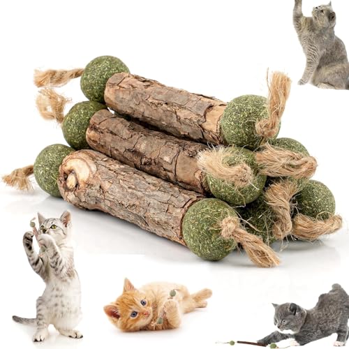 ZmdecQna 4 Stück Katzenminze Sticks - Matatabi-Kausticks - Katzenminze Spielzeug Katzen Kauhölzer Sticks für Katzen Zahnpflege & Gegen Mundgeruch Natürlich Sicher Katzensticks Kausticks Set von ZmdecQna