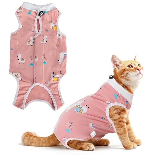 ZmdecQna Katzen-Genesungsanzug, atmungsaktiver Katzen-Operations-Genesungsanzug, Katzen-Einteiler, Rosa, Katzen-Spay-Genesungsanzug, für Katzen nach Operationen von ZmdecQna