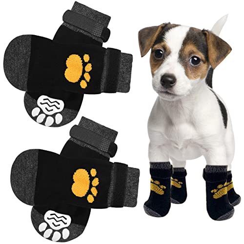 2 Paar rutschfeste Hundesocken Pfoten stoppen Lecken Hund Grip Socken Haustier Pfotenschutz Hund Stiefel Hund Krallen Socken Hundeschuhe Hund Hausschuhe mit verstellbarem Riemen für Welpen Hund Indoor 2 Paar rutschfeste Hundesocken Pfoten stoppen Lecken Hund Grip Socken Haustier Pfotenschutz Hund Stiefel Hund Krallen Socken Hundeschuhe Hund Hausschuhe mit verstellbarem Riemen für Welpen Hund Indoor von Zngou