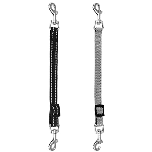 Hundehalsband-Verbinder, doppelseitiger Clip, reflektierendes Nylon-Halsband, Leine, Halsband für Hunde und Welpen (schwarz, grau), 2 Stück von Zngou